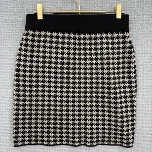 Fenn Wright Manson Skirt Womens Small Black Houndstooth Knit Pencil Wool Stretch